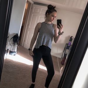 3+ Bundle 50% Off - B&W Striped Sleeveless CropTop